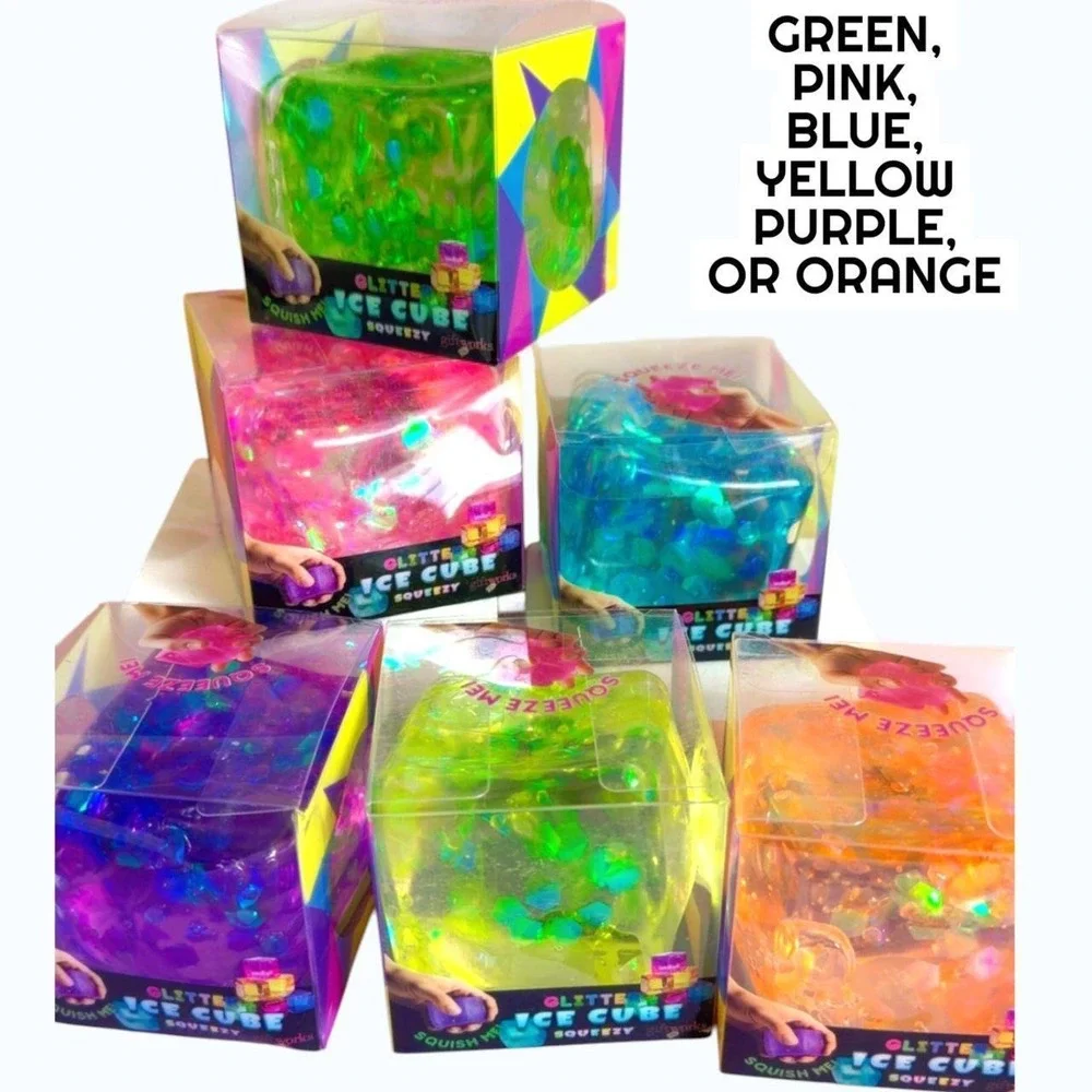 BRAND NEW GLITTER ICE CUBE SQUISHY‎ TOY